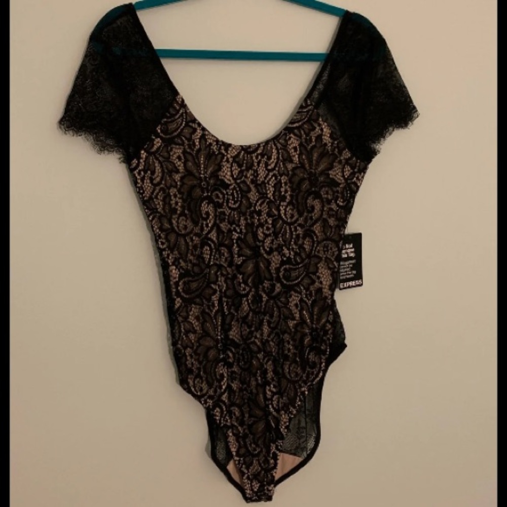 Black & Tan Lace Bodysuit